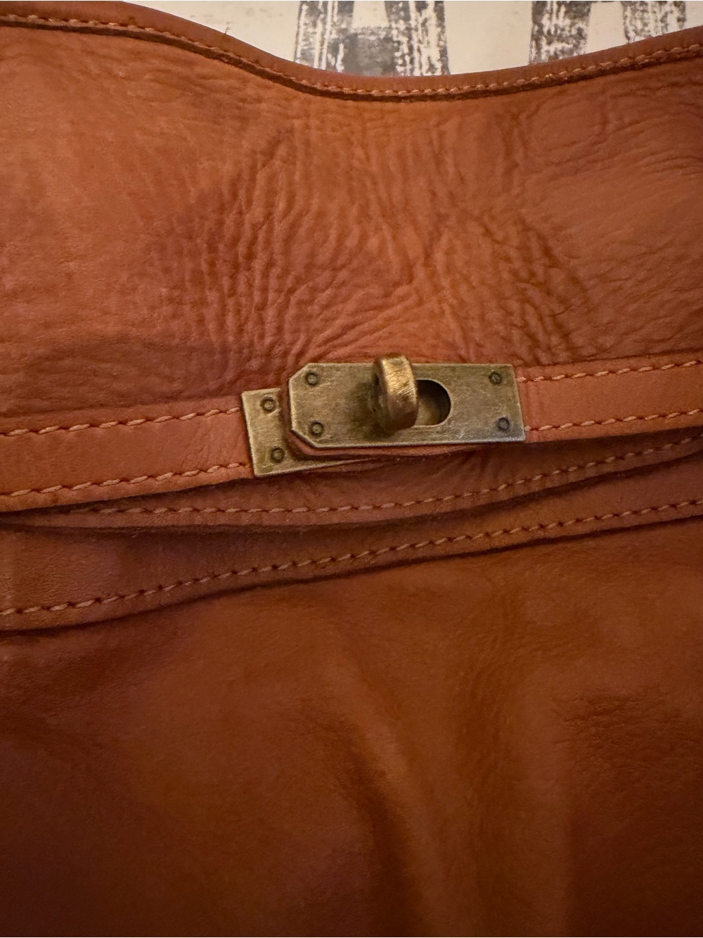 Italian Leather Birkin Style Bag - Picture 6 of 10